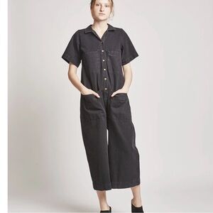 Ilana Kohn Mabel Coverall Jumpsuit Black Denim Women’s S Logo Allied Maker NY